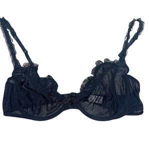 Sexy Little Things Bra Black Lacey Sheer Ruffled Size 36C